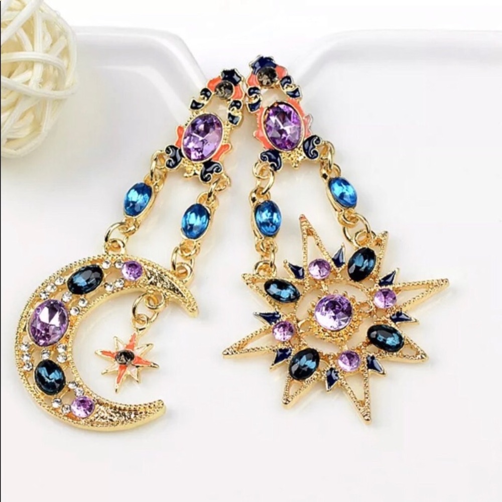 Out Of This World Sun & Moon Boho Earrings - Picture 3 of 10